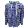 Men Flannel Checked Overshirt Retro Hooded Shirt